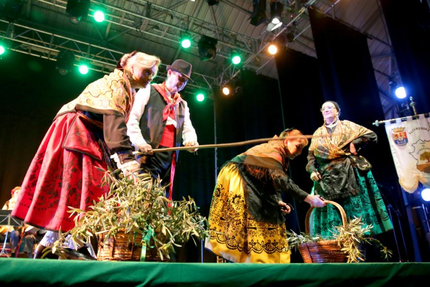 Actuación baile día de Extremadura 2018 Detalle mujeres con cestos de ramas