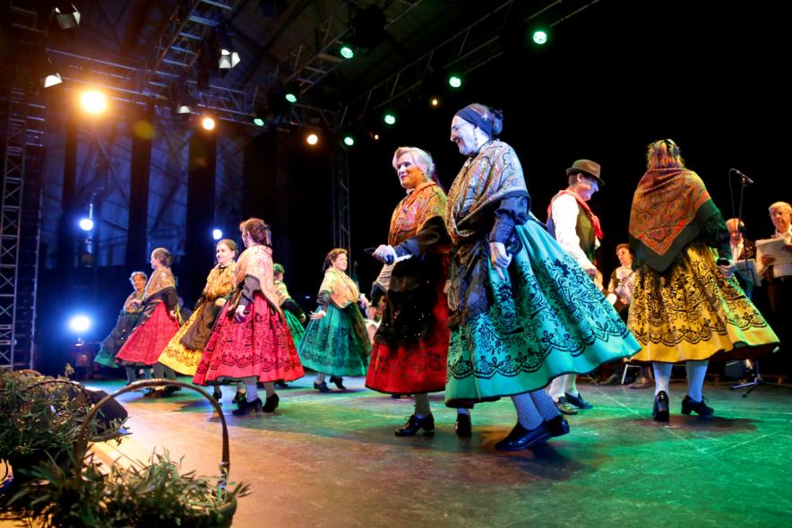Actuación baile día de Extremadura 2018 Detalle señoras bailando