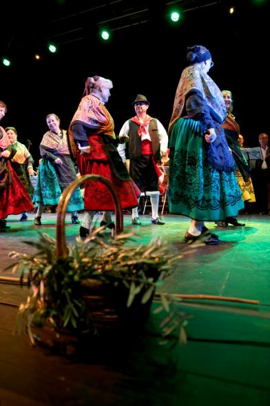 Actuación baile día de Extremadura 2018 detalle bailarinas con cesto en primer plano
