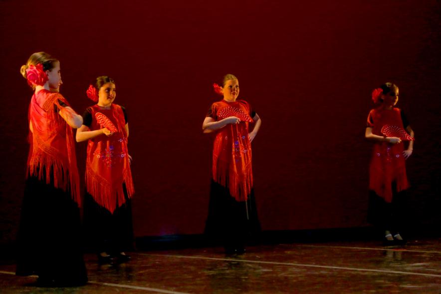 Festival Benéfico APAMA - Imagen de un grupo de bailarinas en un momento de su actuación en el escenario.