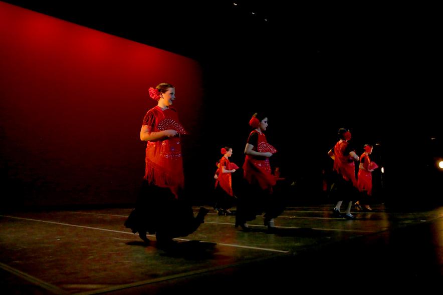Festival Benéfico APAMA - Imagen de un grupo de bailarinas en un momento de su actuación en el escenario.