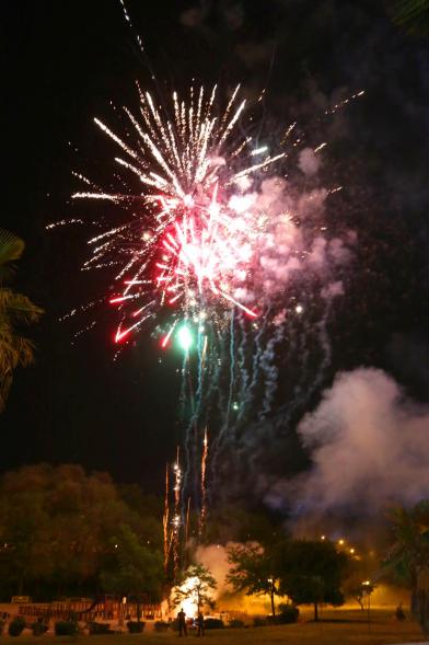 Detonaciones en cielo nocturno 
