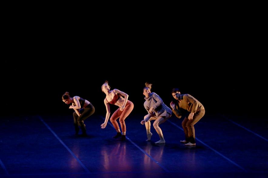 Gala VIIIº Certamen Día Mundial de la Danza ADAE - Grupo de bailarines  con el escenario oscurecido.