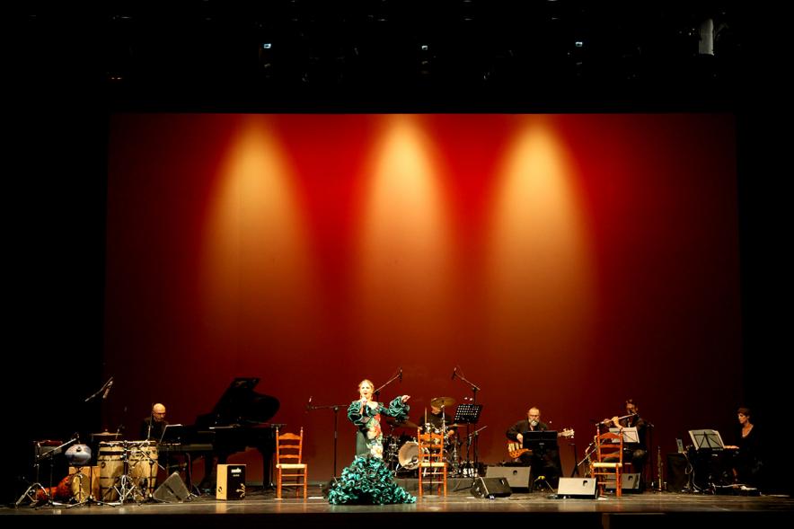 Semana del Mayor 2017 - Gala Homenaje a Nuestros Mayores - Imagen panorámica del del escenario en un momento de la actuación de la cantante.