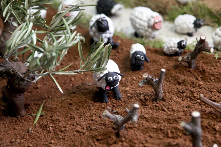Ovejas de plastelina en el Belén