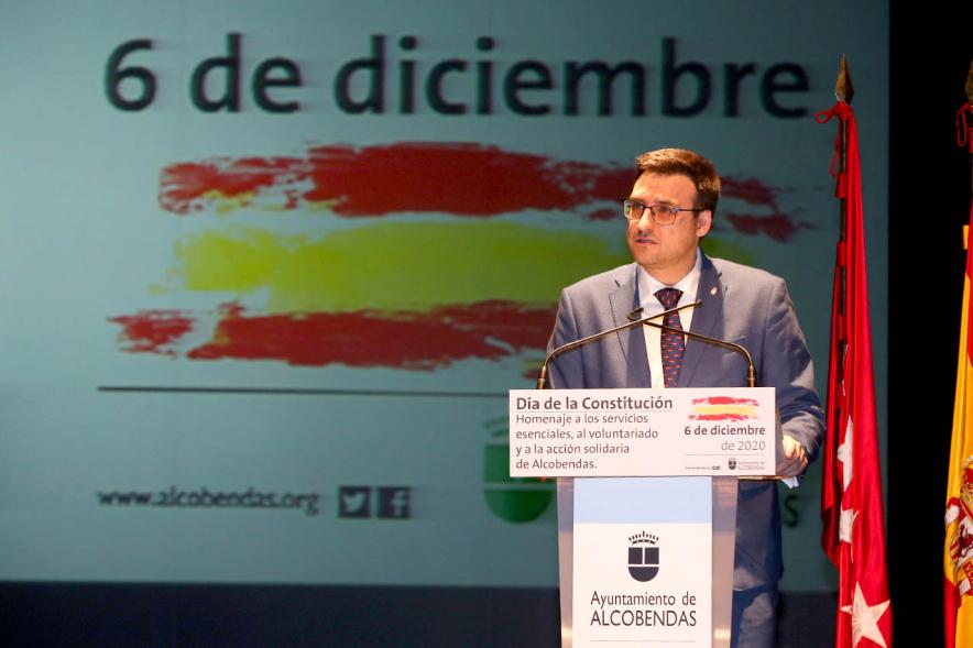 Homenaje a Servicios Esenciales y Voluntarios - Imagen vicealcalde Miguel Ángel Arranz en un momento de su discurso.