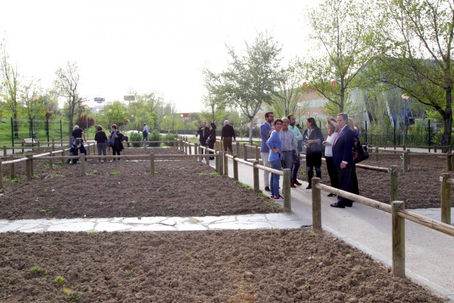 Entrega de Llaves de Huertos Urbanos en Arroyo de La Vega - Imagen de los vecinos en sus huertos.