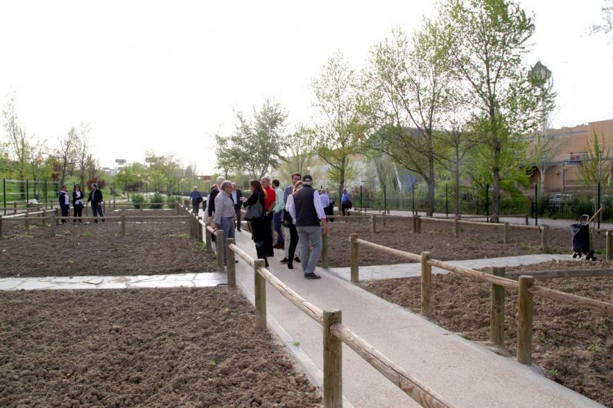 Entrega de Llaves de Huertos Urbanos en Arroyo de La Vega - Imagen de los vecinos en sus huertos.