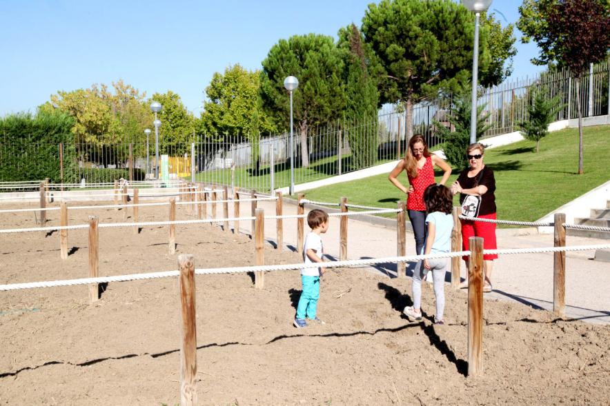 Entrega Llaves Huertos Urbanos Parque de Extremadura - Imagen de unas vecinas mirando su huerto.