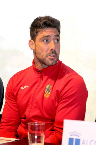 Rueda de Prensa Presentación Partido de Rugby España - Samoa - Imagen del capitan de la selección española de rugby, Jaime Nava durante la presentación del partido.