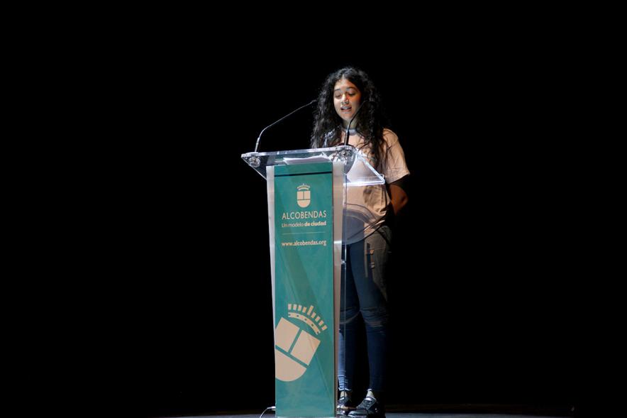 Jornada con los Institutos de Educación Secundaria Contra la Violencia de Género - Primer plano del discurso de una estudiante.