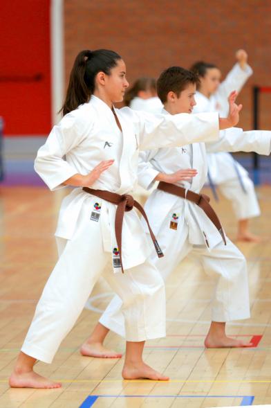 Cinturones Marrones durante su prueba de Kata