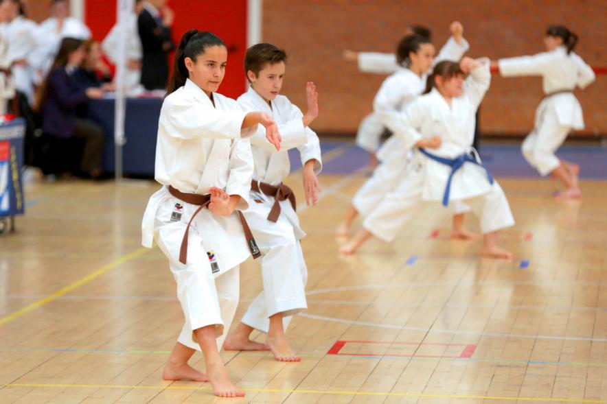 Luchadores haciendo una kata