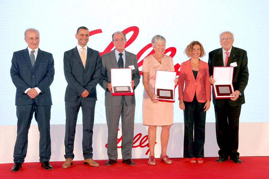 Director de Lilli España Nabil Daoud, autoridades y galardonados. Gala 35º Aniversario de las Actividades de Investigación de Lilly 