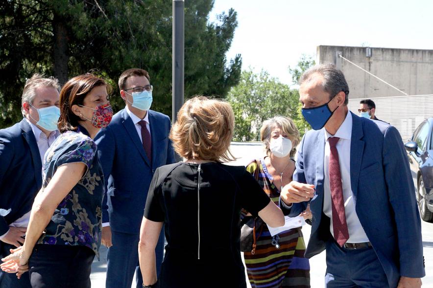 Ministro Pedro Duque, concejales y autoridades. Visita del Ministro Pedro Duque al MUNCYT - 2020