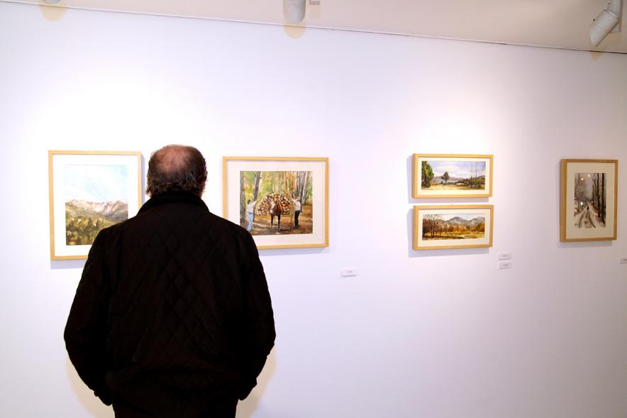 Visitante en la  Exposición de Maribel Flórez .