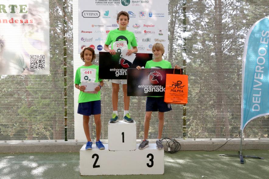 Vª Carrera Solidaria Fundación Mary Ward - Imagen de los ganadores en el pódium.