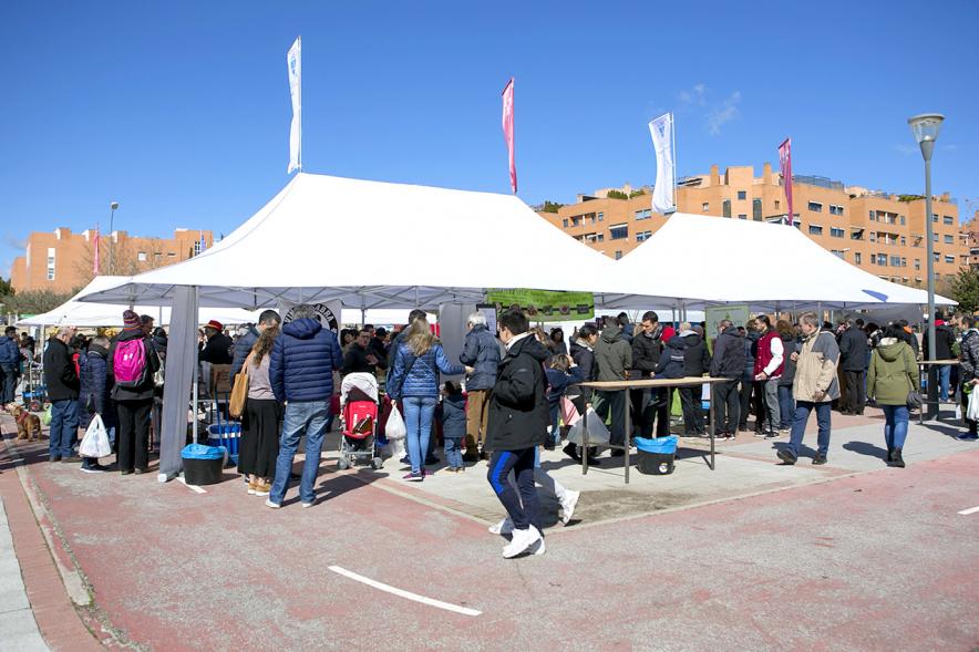 Vista general del mercado y visitantes. 