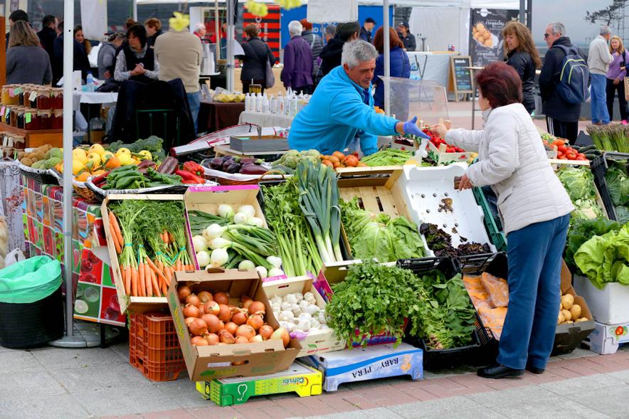 Cliente comprando en puesto de hortalizas Mercado Agroecológico - 2019