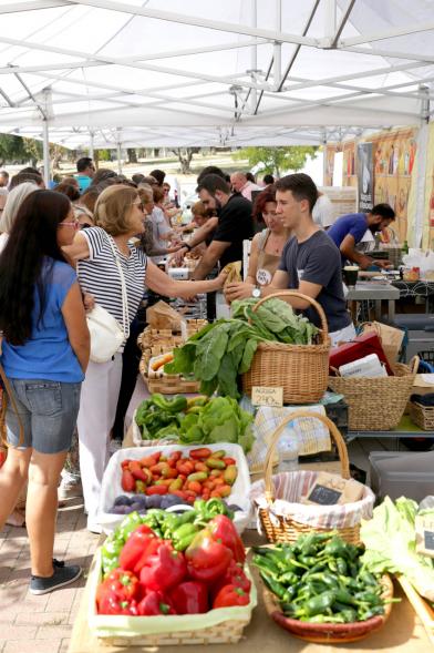 Clientes en puesto de hortalizas. Mercado Agroecológico -2019