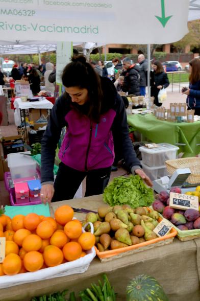 Puesto de frutas y hortalizas. 