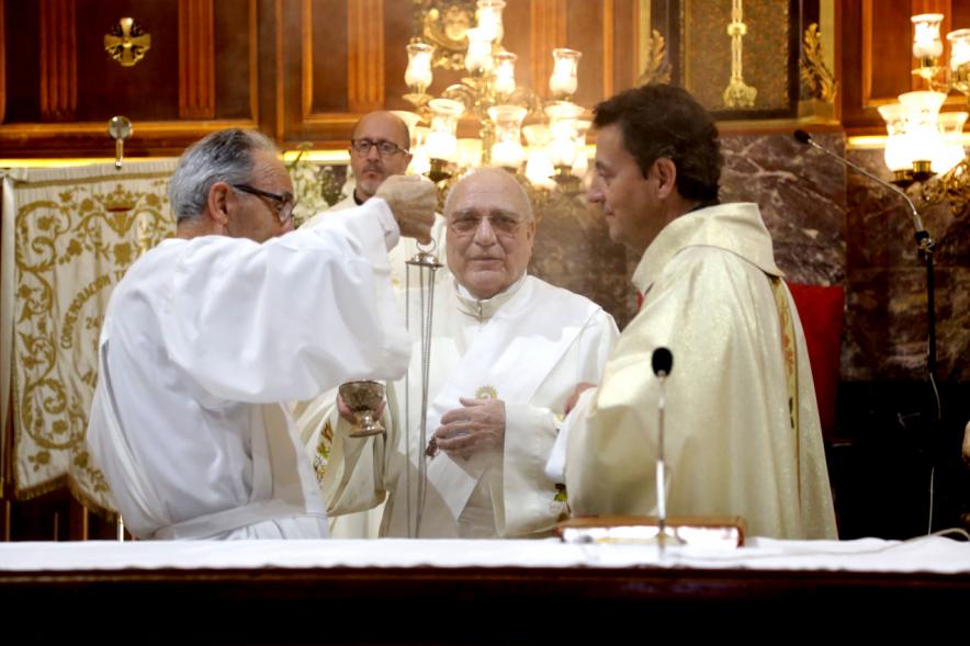 Fiestas Virgen de la Paz 2019 - Misa Mayor de la Paz -  Imagen de un momento de la misa Mayor de la Paz que se celebra en la iglesia de San Pedro Apóstol.