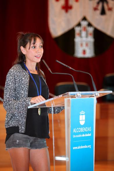 Azucena Díaz Calvo, Maratoniana olímpica, durante discurso