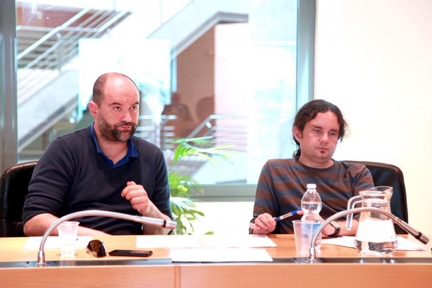 Concejales de Podemos durante el pleno
