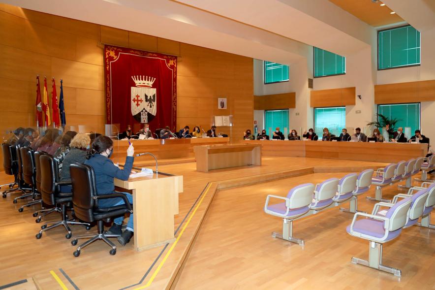 Vista lateral del salón de plenos durante una votación
