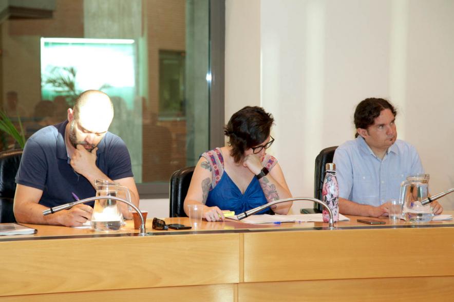 Concejales de Podemos durante el pleno