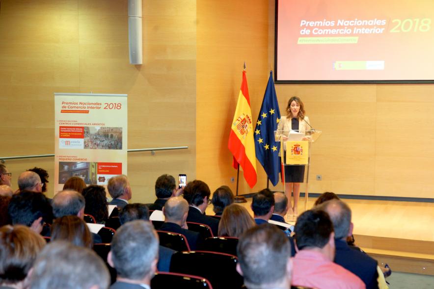 Entrega Premios Nacionales de Comercio Interior 2018 - Imagen de un momento del discurso de la secretaria de Estado de Comercio, Xiana Méndez.