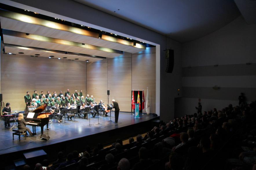 Presentación de las Fiestas de la Virgen de La Paz 2018 - Imagen lejana del escenario donde están actuando los artistas.