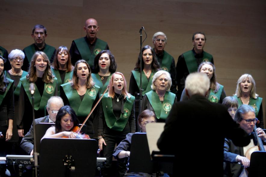 Presentación de las Fiestas de la Virgen de La Paz 2018 - Imagen primer plano del coro y la orquesta.