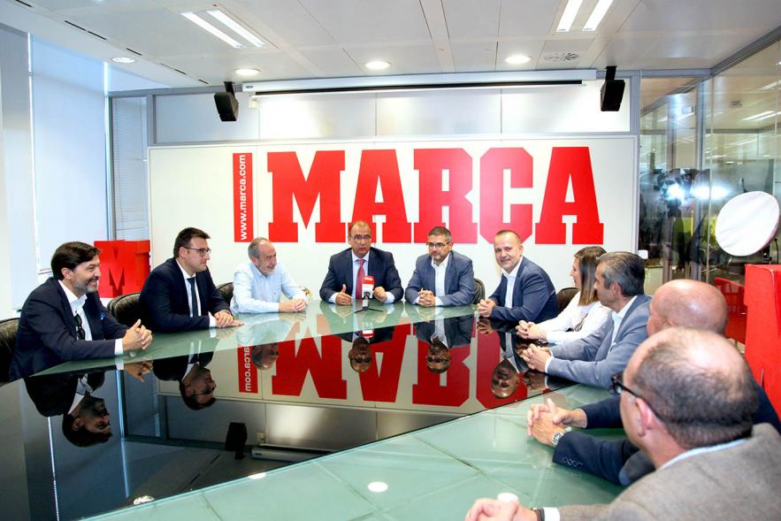 Presentación Madrid International Cup U14 2019 - Imagen los representantes de la organización en un momento de la presentación que se realizó en la sede del diario Marca.