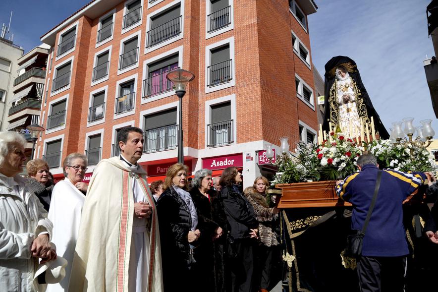Procesión del Encuentro 2018 - Imagen de la Virgen de la Soledad, en un momento de la procesión.
