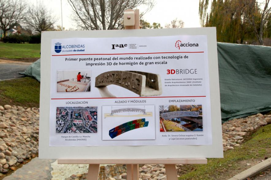 Inauguración del Puente 3D en el Parque de Castilla La Mancha - Imagen de cartel explicativo de la construcción del puente 3D.