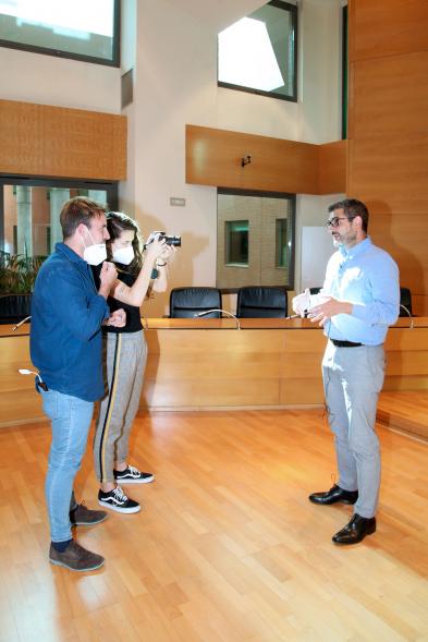 Alcalde Rafael Sánchez en la recepción de la  Agrupación Deportiva Alcobendas 
