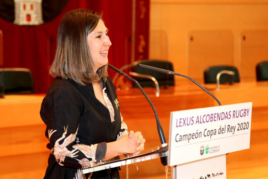 Concejal María Espín Jiménez. . Recepción Equipo Lexus Alcobendas Rugby Campeón de la Copa del Rey – 2020