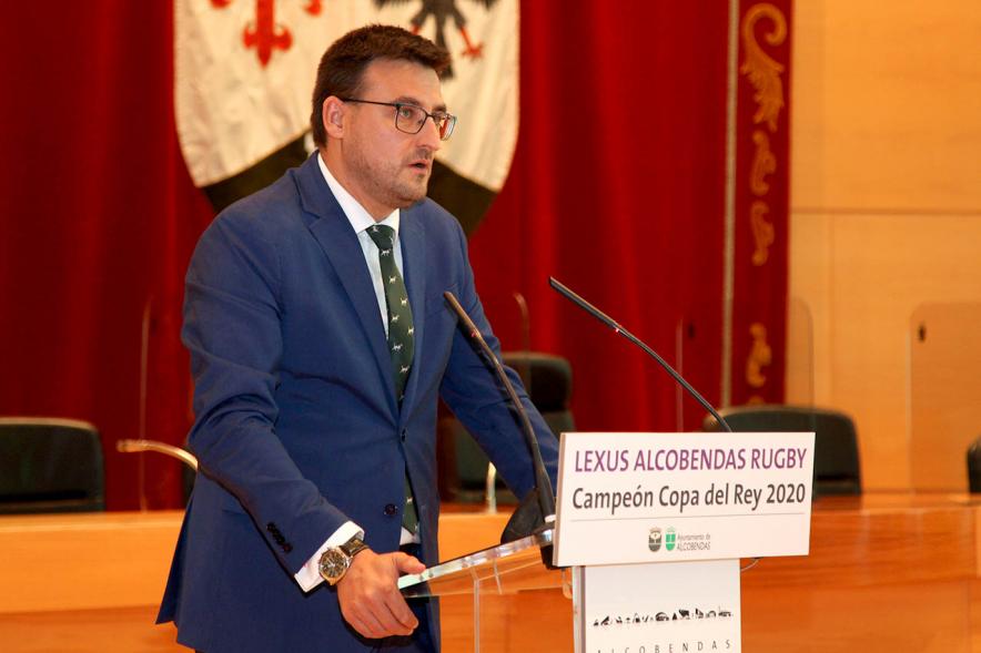 Concejal Miguel Angel Arranz Molins. . Recepción Equipo Lexus Alcobendas Rugby Campeón de la Copa del Rey – 2020