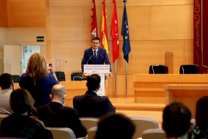 Concejal Miguel Angel Arranz Molins. . Recepción Equipo Lexus Alcobendas Rugby Campeón de la Copa del Rey – 2020