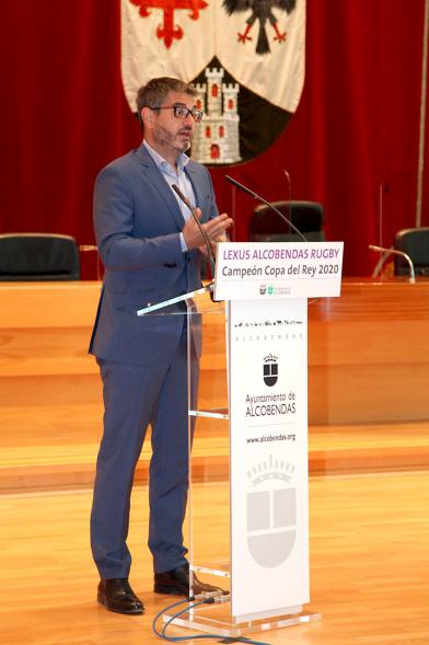 Alcalde Rafael Sánchez Acera. Recepción Equipo Lexus Alcobendas Rugby Campeón de la Copa del Rey – 2020