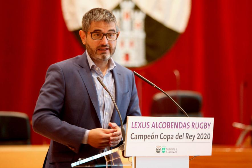 Alcalde Rafael Sánchez Acera. Recepción Equipo Lexus Alcobendas Rugby Campeón de la Copa del Rey – 2020
