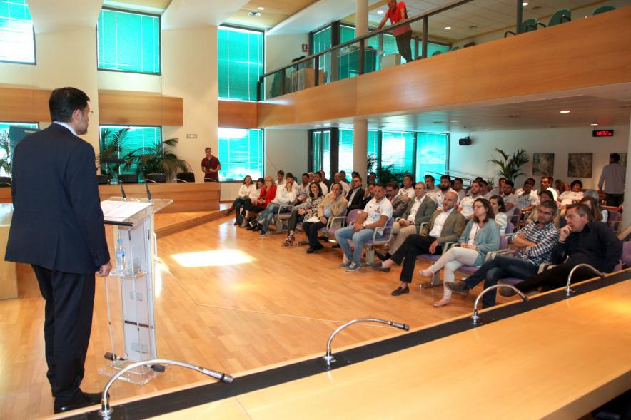 Recepción del Equipo de Rugby Campeón de la Copa del Rey -  Imagen presidente del Sanitas Alcobendas Rugby en un momento de su discurso.