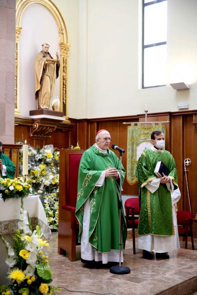 Misa del 50º Aniversario de la Parroquia de San Lesmes -  Imagen del arzobispo de Madrid, D. Carlos Osoro, durante la homilía.        .