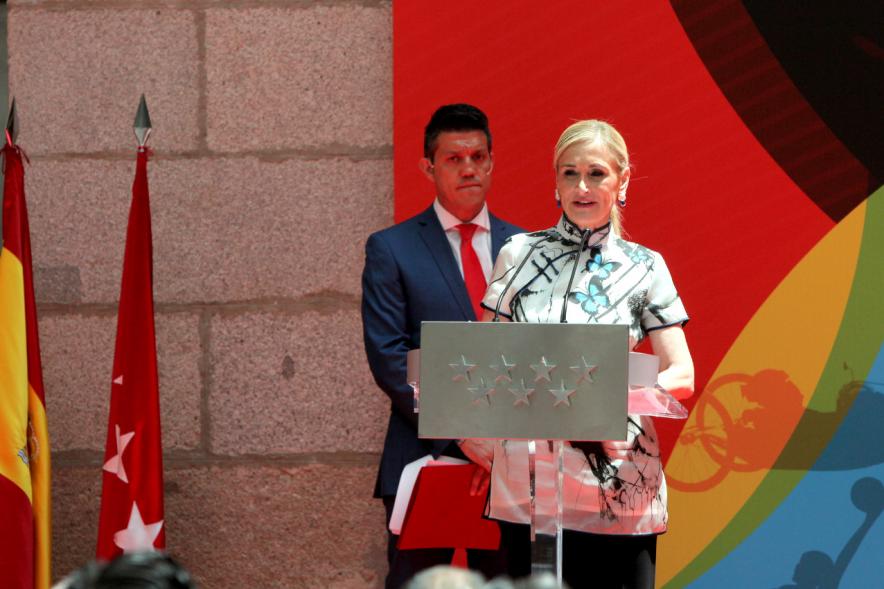 La presidenta de la CAM durante su discurso