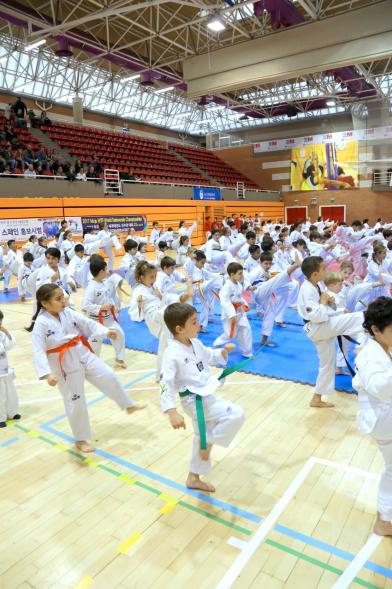 Exhibición Internacional de Taekwondo - Imagen de taekwondistas infantiles durante la exhibición.