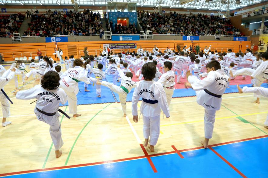 Exhibición Internacional de Taekwondo - Imagen de taekwondistas infantiles durante la exhibición.