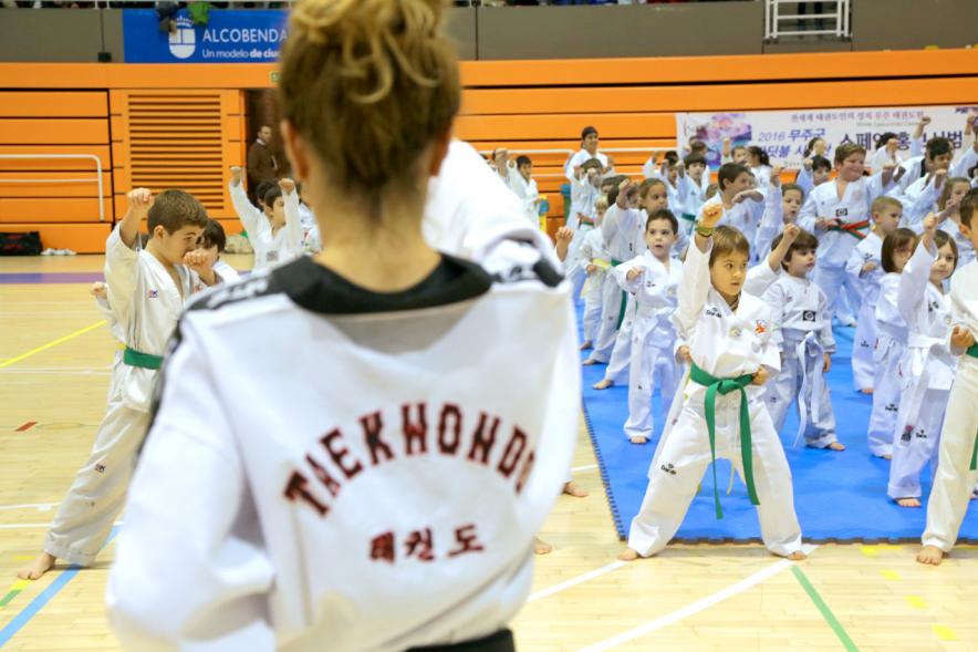 Exhibición Internacional de Taekwondo - Imagen de taekwondistas infantiles durante la exhibición.