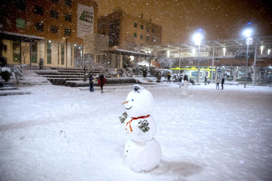 Muñeco de nieve en la Plaza Mayor