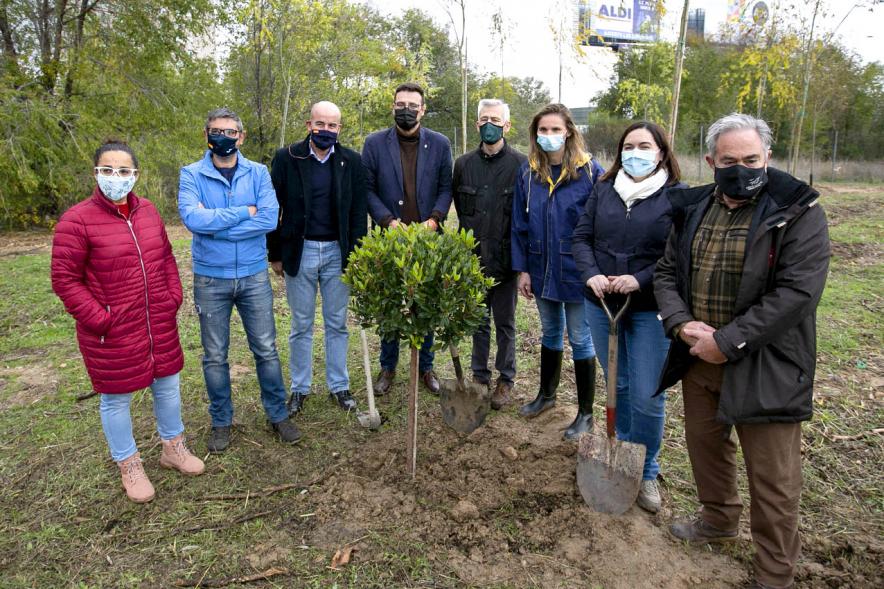 Alcalde Rafael Sanchez, concejal Miguel Angel Arranz, consejara de Medio Ambiente Paloma Martin y Autoridades. Visita al Arco Verde de la Consejera de Medio Ambiente de la CAM – 2020